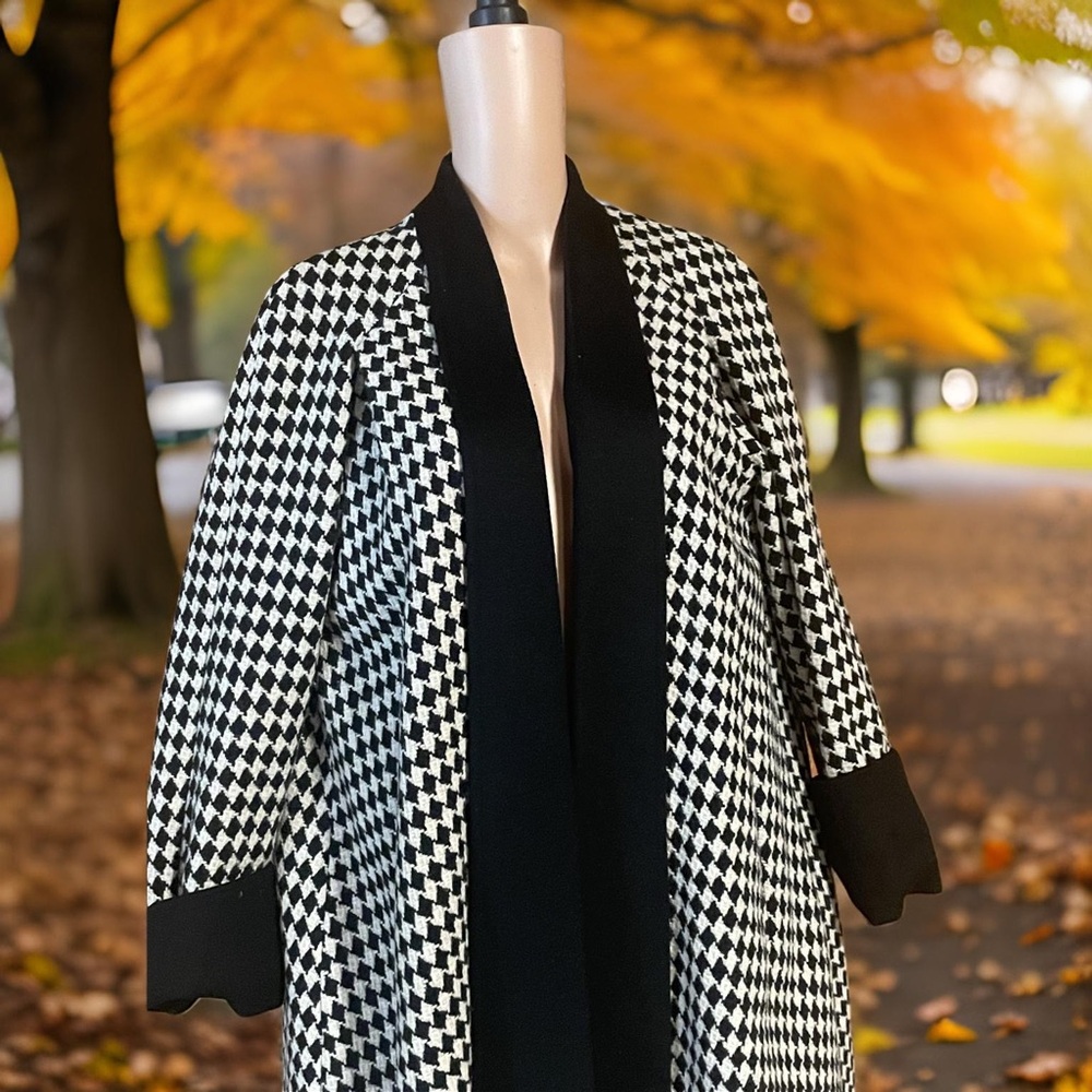 David Benjamin Designer Collection Vintage Houndstooth Wool Blend Coat
